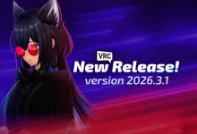 VRChat 2026.3.1 release graphic showing a cat-eared avatar beside the words New Release and version 2026.3.1