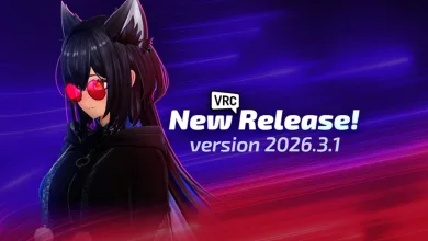 VRChat 2026.3.1 release graphic showing a cat-eared avatar beside the words New Release and version 2026.3.1