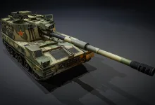 The Chinese PLZ45 self-propelled howitzer shown from above at an angle