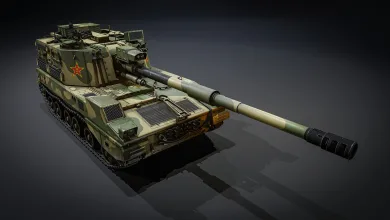 The Chinese PLZ45 self-propelled howitzer shown from above at an angle