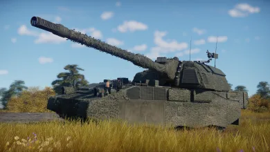 The Hungarian PzH 2000HU self-propelled howitzer in a grassy landscape