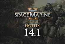 Warhammer 40,000: Space Marine 2 Hotfix 14.1 artwork showing a Space Marine in a jungle setting