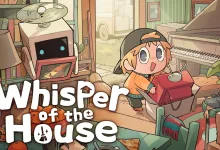 Whisper of the House character organizing a room filled with furniture and household objects