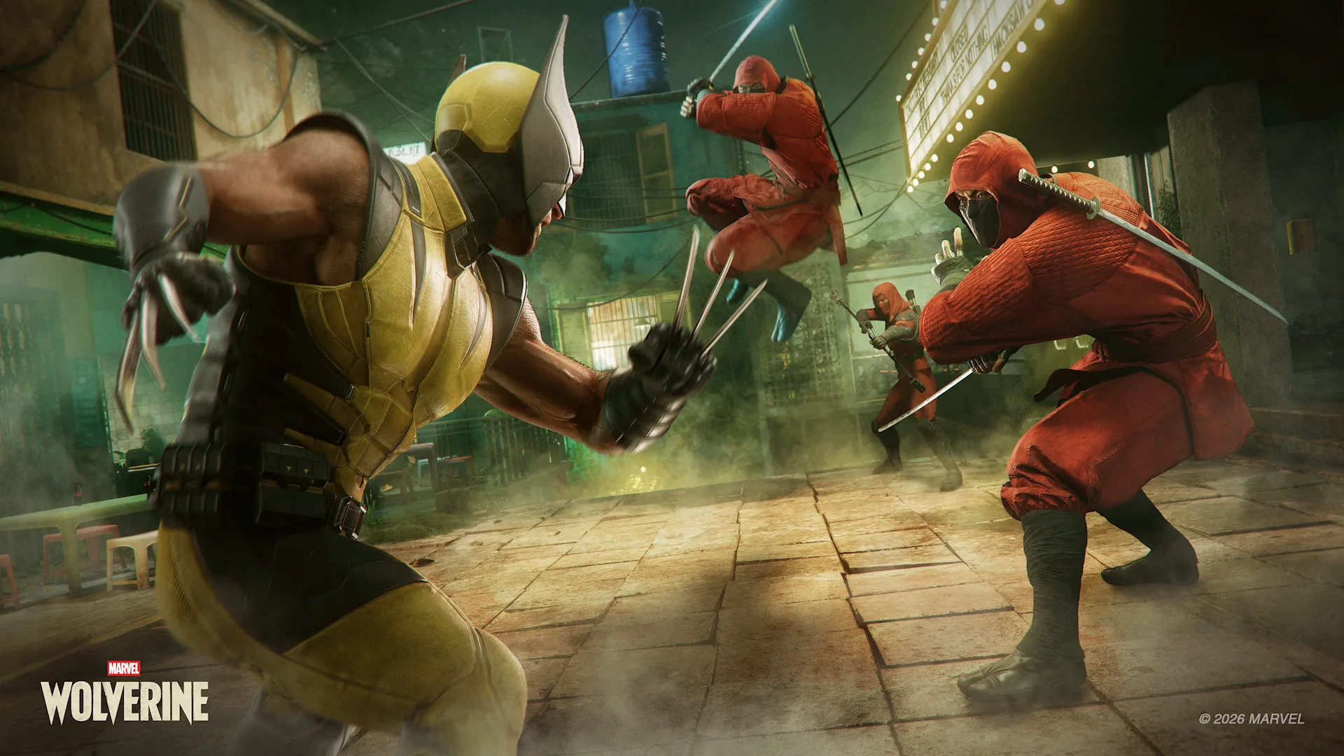 Wolverine fights members of The Hand in a corridor