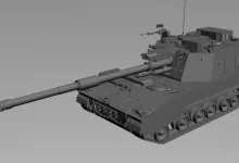 Work-in-progress render of the Chinese PLZ45 self-propelled gun