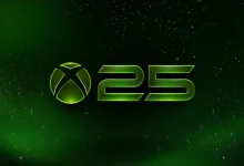 Xbox 25th-anniversary logo on a green starry background