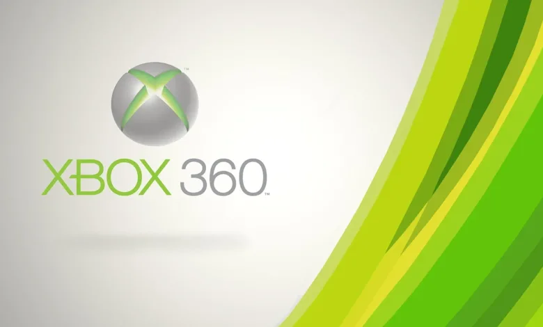Xbox 360 logo beside sweeping green ribbons