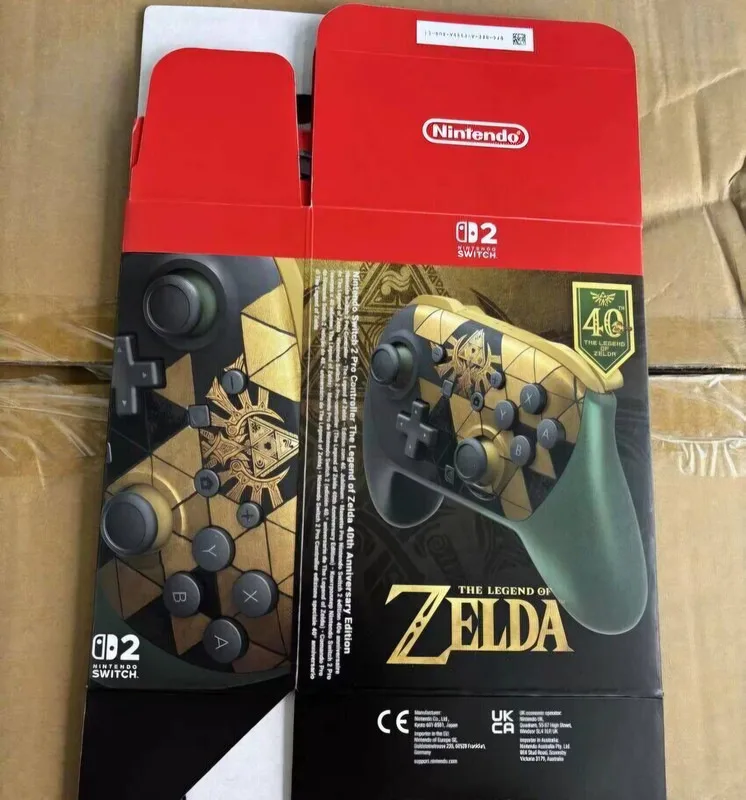 Zelda-themed Nintendo Switch 2 packaging with black-and-gold artwork