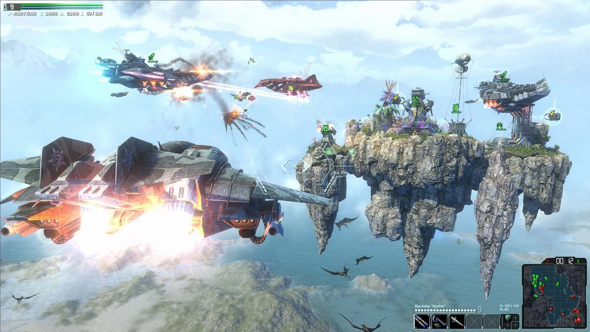 Aircraft and a carrier supporting a battle over open water