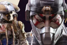 Two armored ARC Raiders characters, including a masked Raider with red face paint, appear in promotional artwork for Frozen Trail.