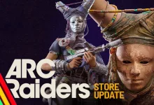 Two ARC Raiders characters appear in Store Update artwork, including a masked figure holding a rifle.