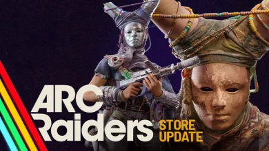 Two ARC Raiders characters appear in Store Update artwork, including a masked figure holding a rifle.