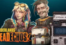 Borderlands: Dead ECHOs Episode 8 artwork showing Watts and Junie beside a device labeled Episode 8