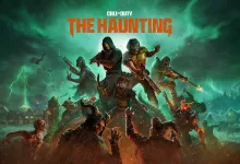 Call of Duty: The Haunting key art showing armed characters battling zombies in a green, stormy landscape