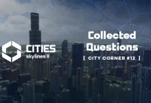 Cities: Skylines II city skyline with the text “Collected Questions” and “City Corner #12”