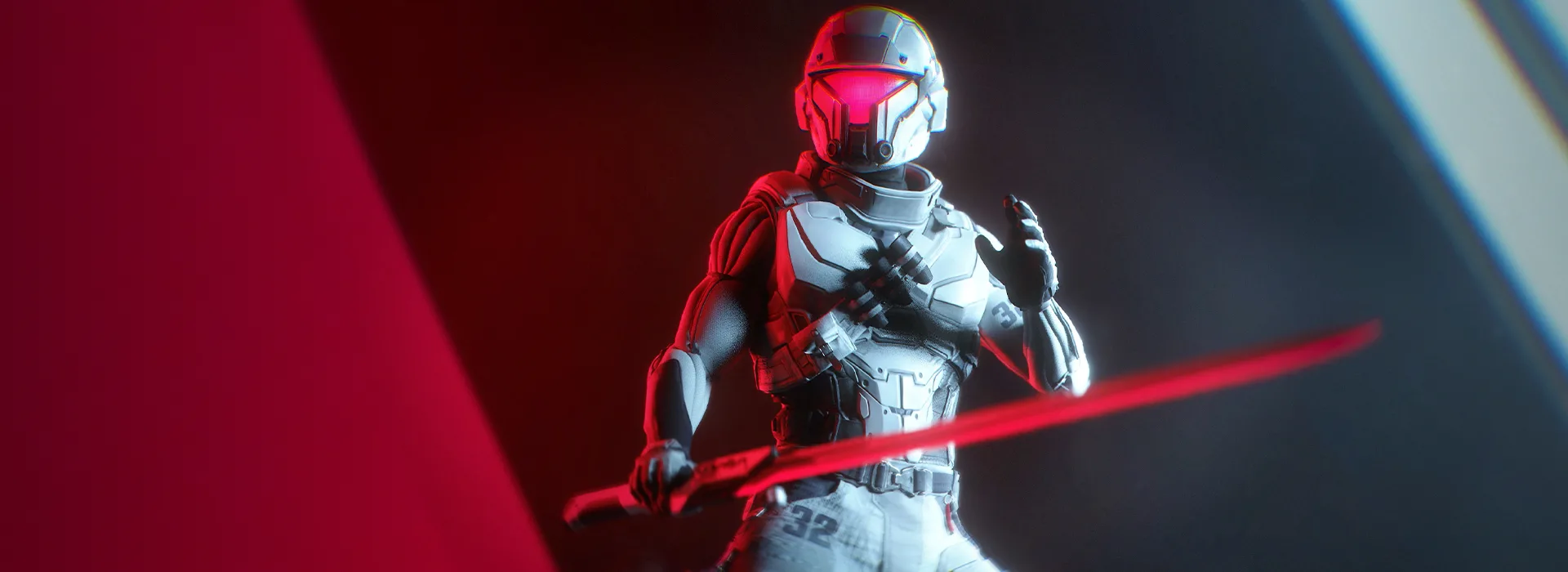 Contestant holding the Decryptor Edge Sword
