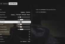 Control Resonant's Assist Mode menu showing adjustable combat settings and sliders