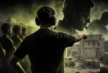A headset-wearing Counter-Strike 2 team leader points toward a bombsite while teammates look on.