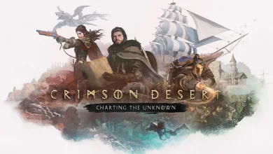 Crimson Desert characters and a sailing ship in the Charting the Unknown DLC artwork