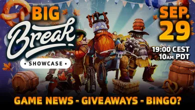 Deep Rock Galactic miners appear beneath Big Break Showcase artwork with the September 29 event date and broadcast times.