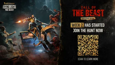 Dying Light: The Beast Week 2 event artwork showing survivors fighting zombies beside a notice that the community hunt has started