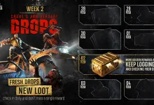Dying Light: The Beast Week 2 Crane's Anniversary Drops calendar showing daily reward slots from September 28 through October 4, including a highlighted golden chest on October 2.