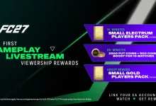 EA SPORTS FC 27 graphic showing gameplay livestream rewards for 15-minute and 60-minute watch times