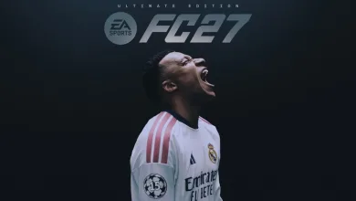 EA Sports FC 27 Ultimate Edition artwork featuring a footballer in a white club kit celebrating