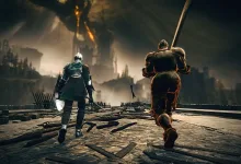 The Idus Knight and Heavy Knight walk toward the Scadutree in ELDEN RING