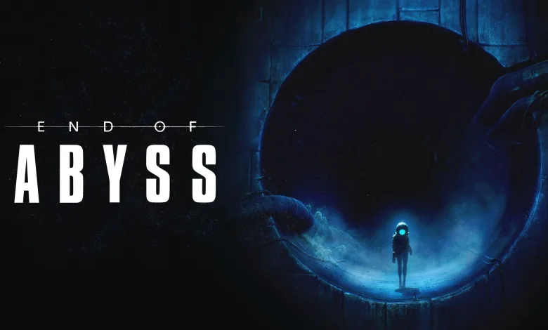 A small figure stands before a massive circular opening in a dark blue underground setting.