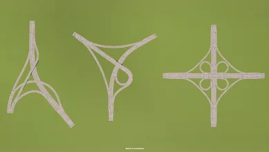 Three highway interchange prototypes displayed from above for Euro Truck Simulator 2's Soul of Anatolia expansion