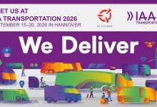 Colorful illustrated transport vehicles appear beneath the IAA Transportation 2026 event header for the Euro Truck Simulator 2 appearance.