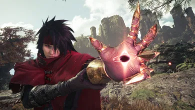 Vincent Valentine raises a glowing crystal in Final Fantasy 7 Revelation
