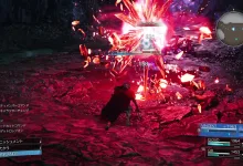 Vincent attacks an enemy during combat in Final Fantasy VII Revelation