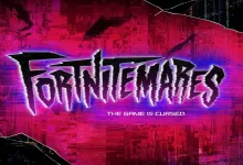 Red and purple Fortnitemares 2026 teaser artwork with the event logo over a glitching digital background.