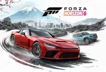 Forza Horizon 6 artwork showing a red sports car driving through a Japanese landscape with Mount Fuji in the background