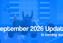 Garry's Mod scene showing a character raising both hands from a small vehicle beneath the text "September 2026 Update is coming soon."