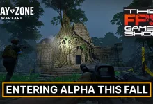 First-person view of a Gray Zone Warfare operator approaching a vine-covered temple in a jungle environment