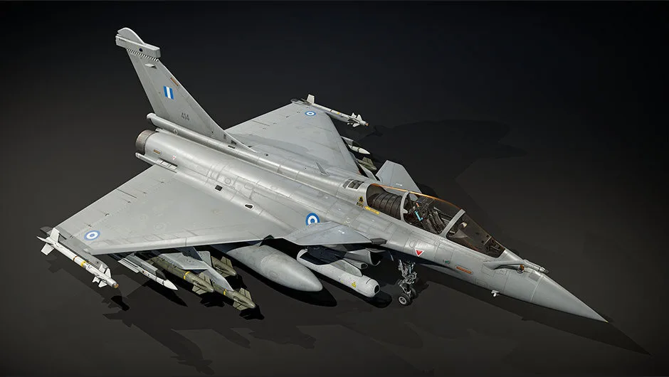 Greek-marked Rafale fighter aircraft viewed from above