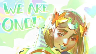 Hades II first anniversary artwork showing Melinoë beneath the words “WE ARE ONE!”
