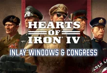 Hearts of Iron IV artwork showing military leaders and a tank beneath the text Inlay Windows & Congress.