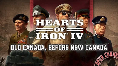 Hearts of Iron IV artwork showing military leaders and a tank above the words Old Canada, Before New Canada