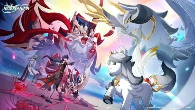 Colorful Honkai: Nexus Anima artwork showing several characters and fantastical creatures together