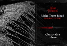 Hunt: Showdown 1896 Make Them Bleed event artwork showing an illustrated creature beside an announcement for the Chupacabra reward.