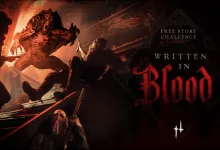 Hunt: Showdown 1896 hunters face a grotesque creature in artwork for the Written in Blood Story Challenge