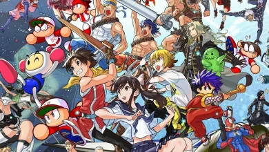 A colorful collage of classic Konami-associated game characters representing the older properties discussed in the trademark filings.