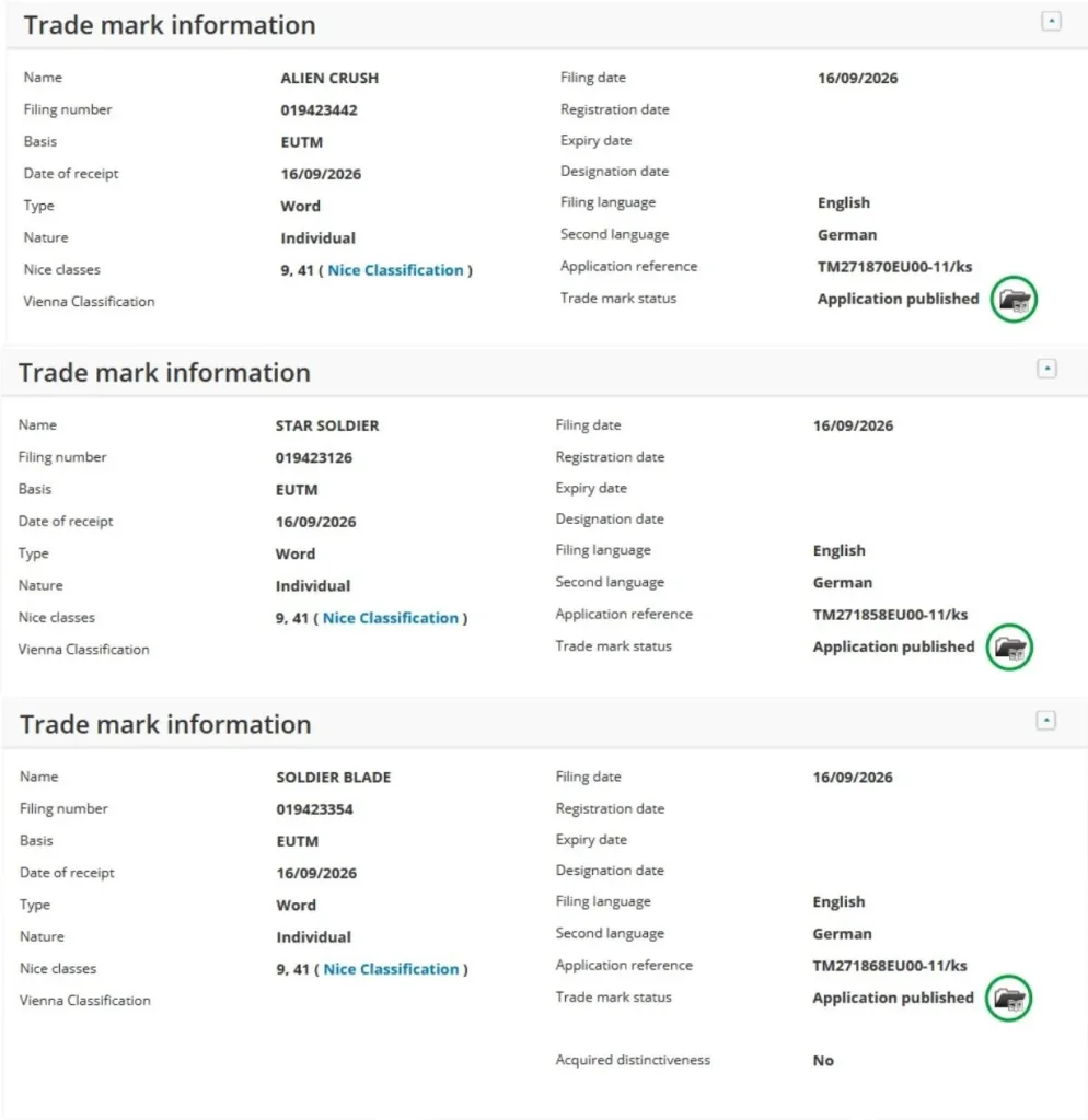 Konami tradermark info ac ss sb