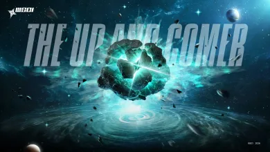 WSCI artwork showing a glowing fractured stone floating above a cosmic whirlpool, surrounded by stars and event text.