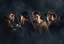 Promotional artwork showing four Mafia: The Old Country characters against a dark background.