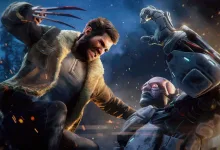 Marvel's Wolverine attacks armored enemies with his claws during a combat encounter